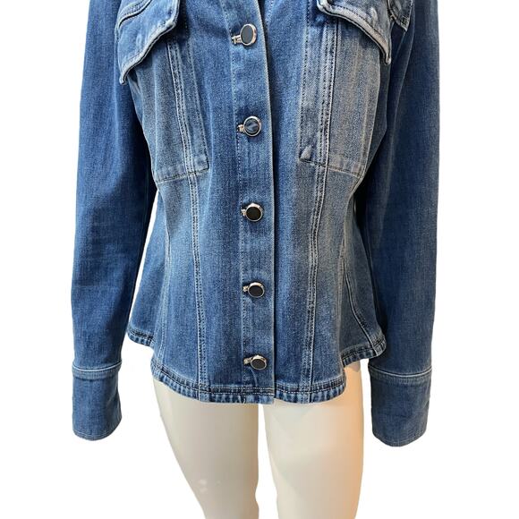 White House Black Market Fit and Flare Denim Shacket Jacket Large - Picture 3 of 12